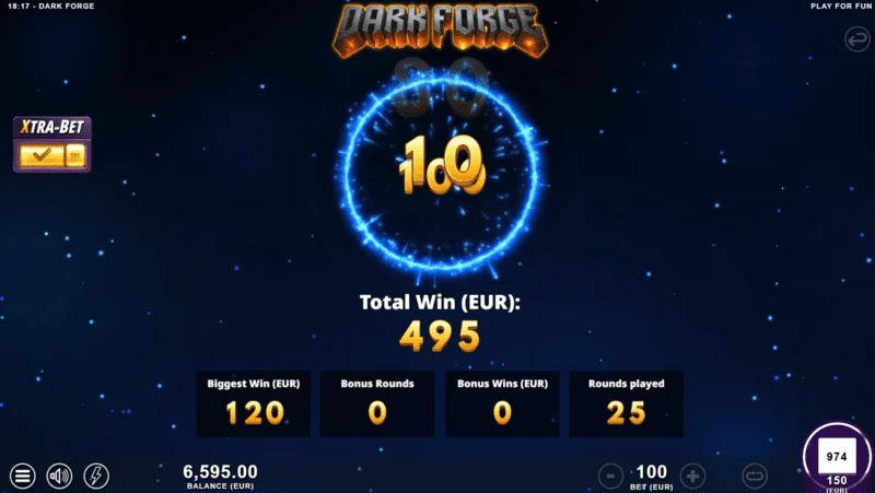 Dark Forge - Super Free Spins -bonustila tummalla paletilla